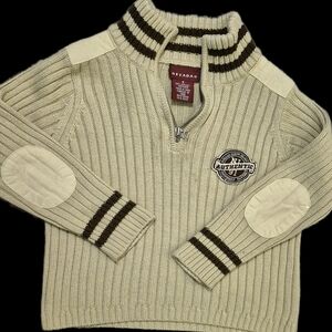 Nevada Boys/Unisex Varsity Style Pullover Cream Ribbed HalfZip
